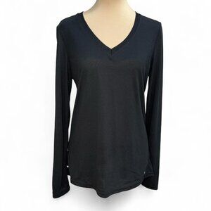 Danskin Black Long Sleeve V‑Neck Semi‑Fitted Top (M)